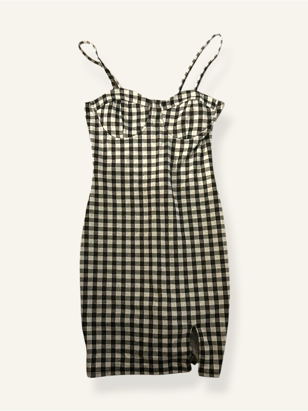 Just Polly Black & White Gingham Mini Dress